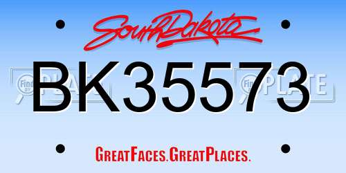 BK35573 South Dakota License Plate