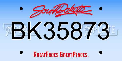 BK35873 South Dakota License Plate