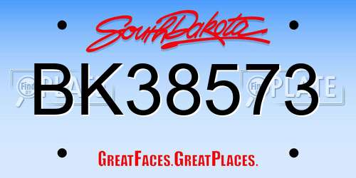 BK38573 South Dakota License Plate