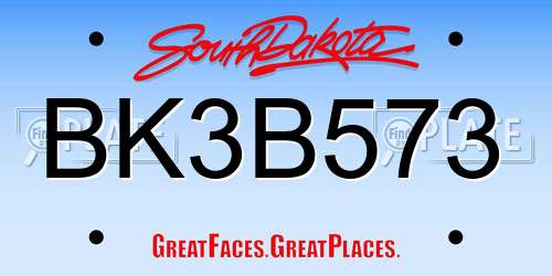 BK3B573 South Dakota License Plate