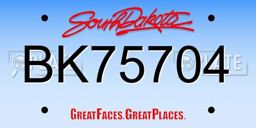 BK75704 South Dakota License Plate