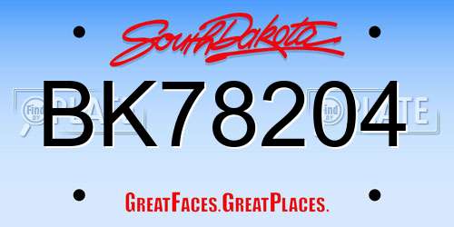 BK78204 South Dakota License Plate