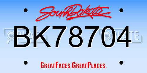 BK78704 South Dakota License Plate