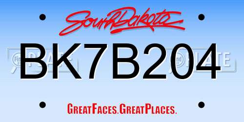 BK7B204 South Dakota License Plate