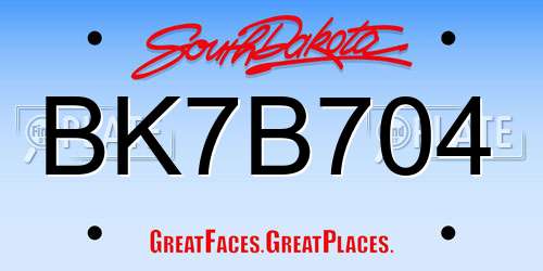 BK7B704 South Dakota License Plate