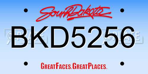 BKD5256 South Dakota License Plate