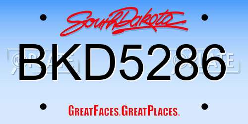 BKD5286 South Dakota License Plate