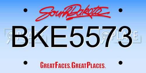 BKE5573 South Dakota License Plate