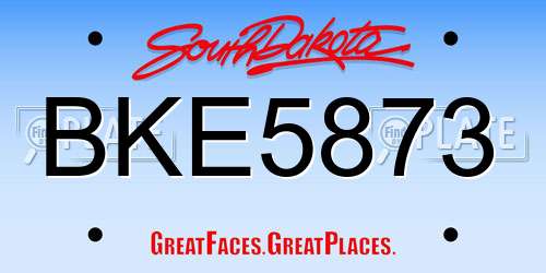 BKE5873 South Dakota License Plate