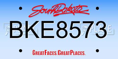 BKE8573 South Dakota License Plate