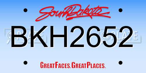 BKH2652 South Dakota License Plate