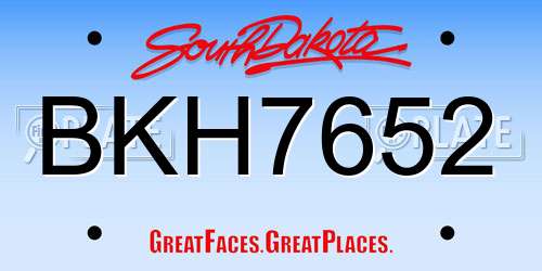 BKH7652 South Dakota License Plate