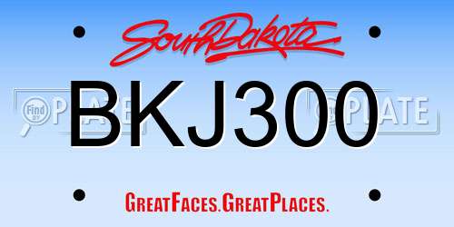 BKJ300 South Dakota License Plate