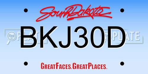BKJ30D South Dakota License Plate