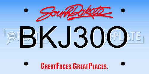 BKJ30O South Dakota License Plate