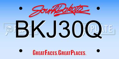 BKJ30Q South Dakota License Plate