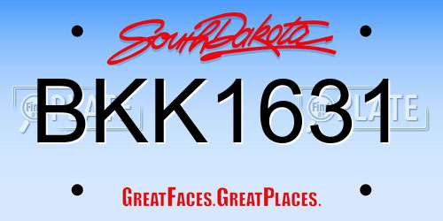 BKK1631 South Dakota License Plate