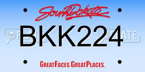 BKK224 South Dakota License Plate