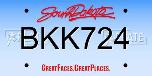 BKK724 South Dakota License Plate