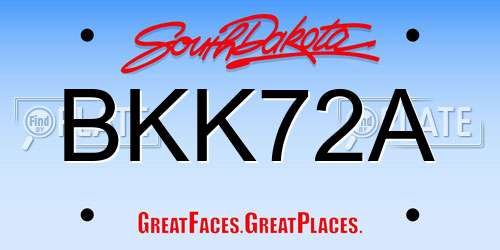 BKK72A South Dakota License Plate