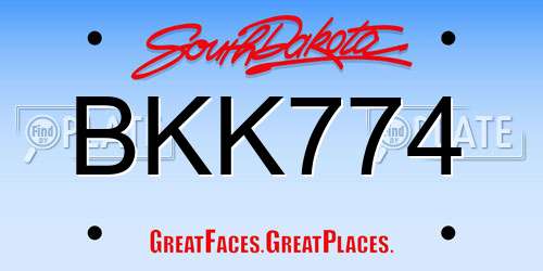 BKK774 South Dakota License Plate