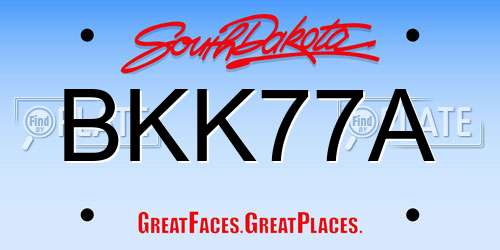 BKK77A South Dakota License Plate