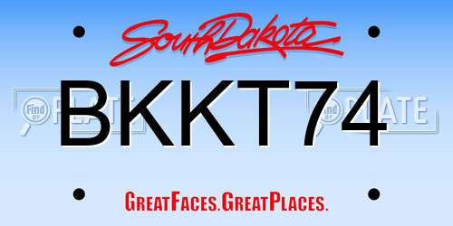 BKKT74 South Dakota License Plate