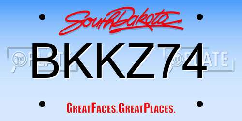 BKKZ74 South Dakota License Plate