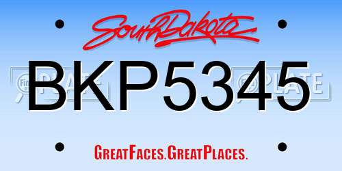 BKP5345 South Dakota License Plate