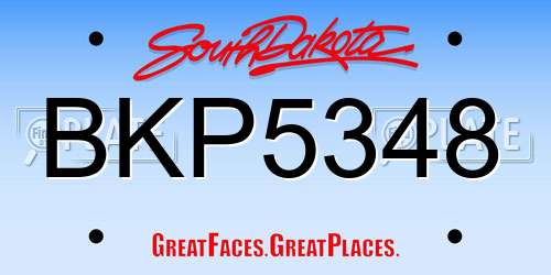 BKP5348 South Dakota License Plate