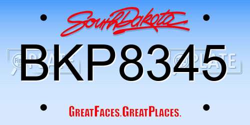 BKP8345 South Dakota License Plate