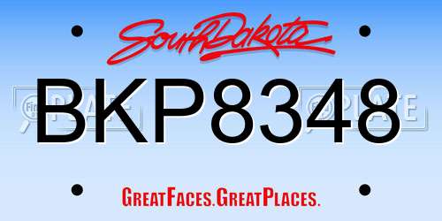 BKP8348 South Dakota License Plate