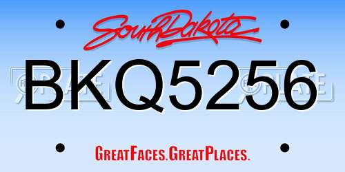 BKQ5256 South Dakota License Plate