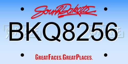 BKQ8256 South Dakota License Plate