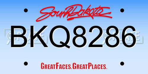 BKQ8286 South Dakota License Plate