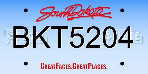 BKT5204 South Dakota License Plate