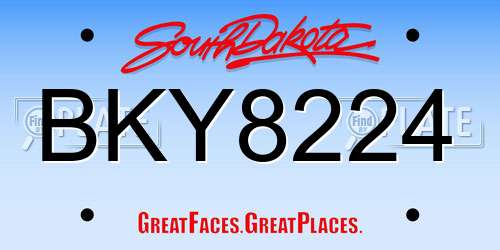 BKY8224 South Dakota License Plate