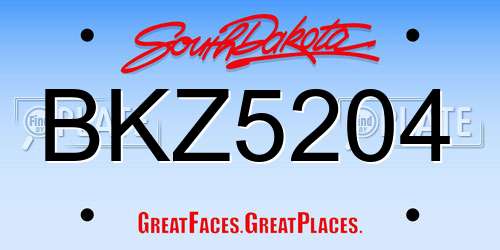 BKZ5204 South Dakota License Plate