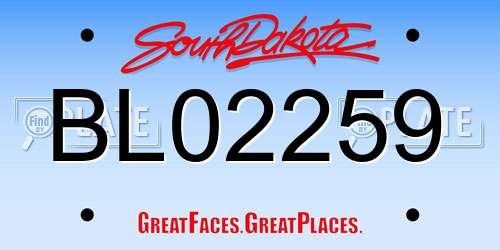 BL02259 South Dakota License Plate