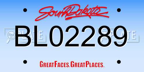 BL02289 South Dakota License Plate