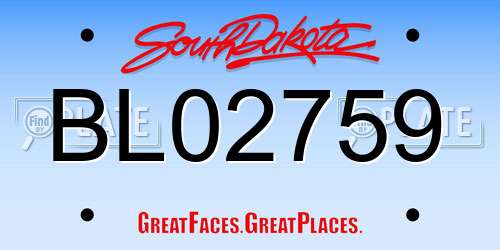 BL02759 South Dakota License Plate