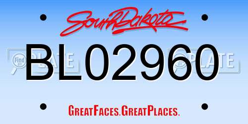 BL02960 South Dakota License Plate