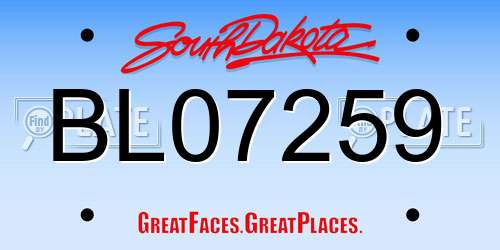 BL07259 South Dakota License Plate