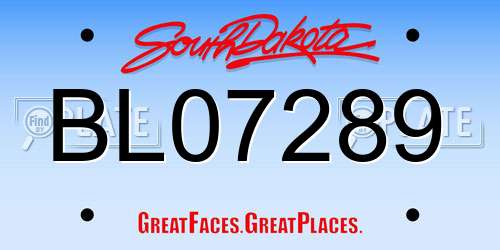 BL07289 South Dakota License Plate