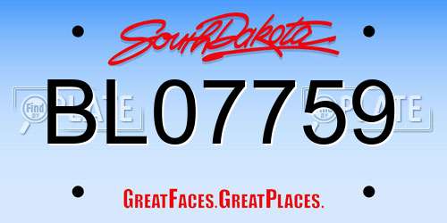 BL07759 South Dakota License Plate