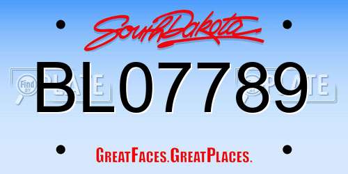 BL07789 South Dakota License Plate