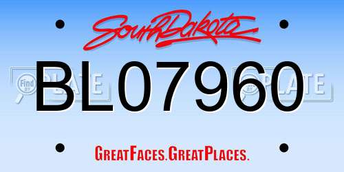 BL07960 South Dakota License Plate