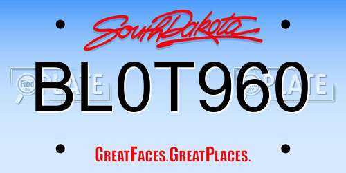 BL0T960 South Dakota License Plate