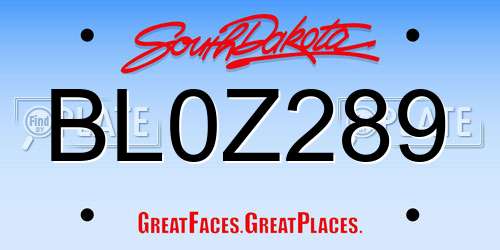 BL0Z289 South Dakota License Plate