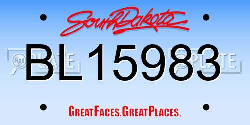 BL15983 South Dakota License Plate